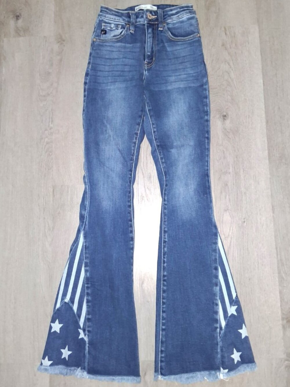 KanCan Stars and Stripes High Rise Bell Bottoms Jeans Size 23 Flared Wide Leg